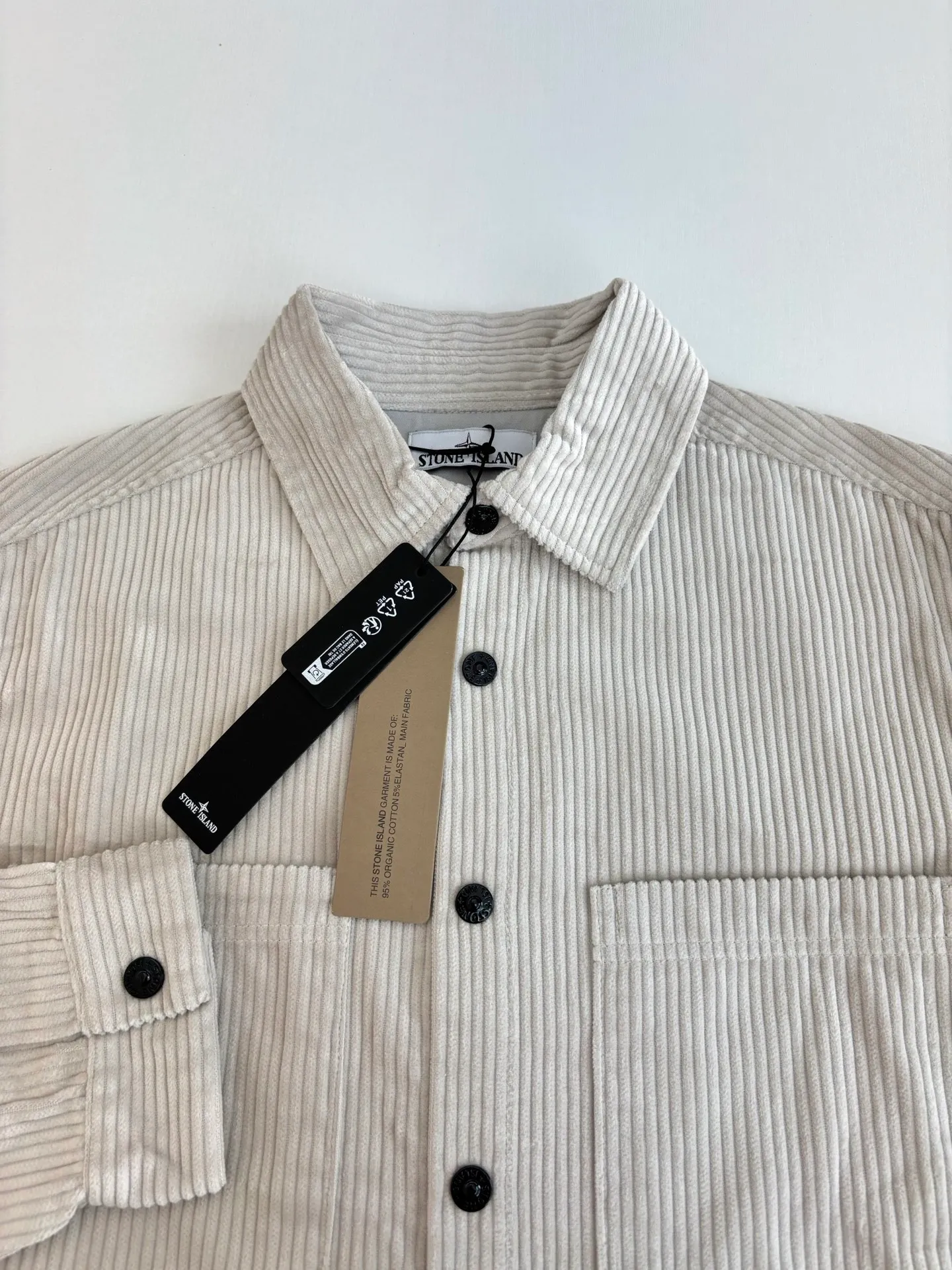 P540 Stone ISLAN*/stone island 23FW solid color corduroy logo armband shirt Size: S/M/L/XL